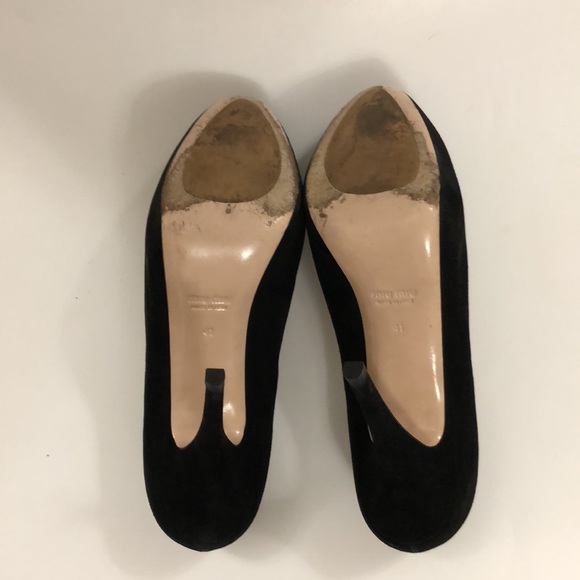 Miu Miu 41 High Heel Black Suede shoe pump platform all leather Excellent Condit - Picture 8 of 12